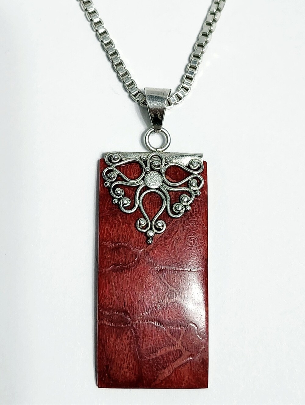 Red Coral Sterling Silver Necklace by Paolo Romeo ITALY